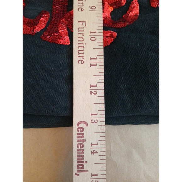 Victoria's Secret Women's Canvas Tote Bag Black With Red Sequins Lips - Picture 5 of 6